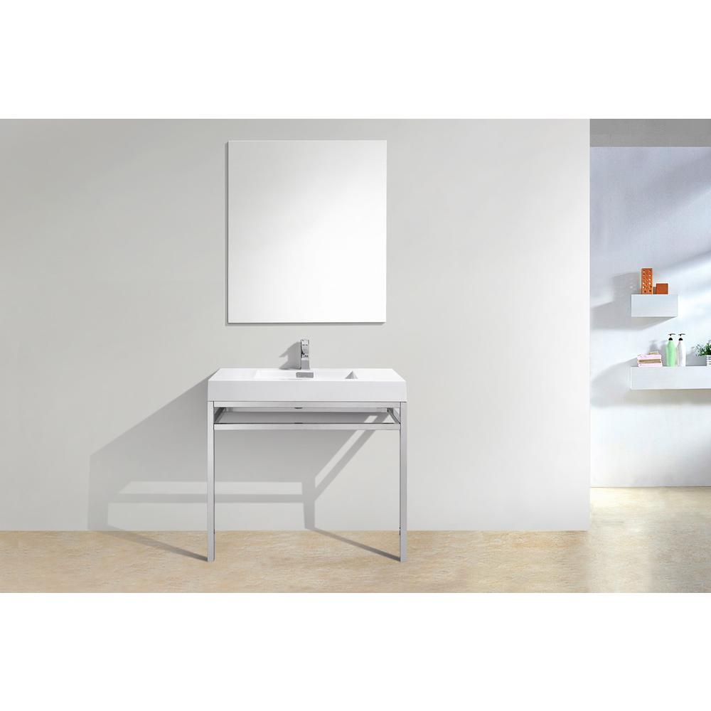 Haus 36" Stainless Steel Console w/ White Acrylic Sink - Chrome