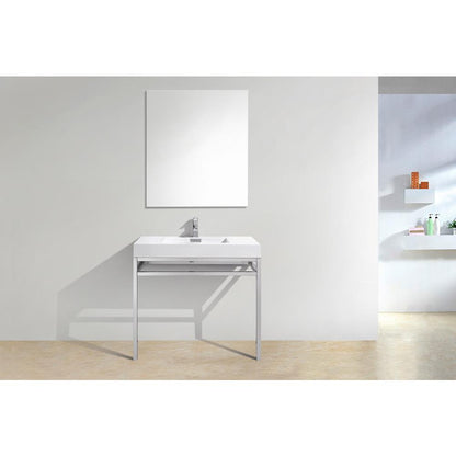 Haus 36" Stainless Steel Console w/ White Acrylic Sink - Chrome