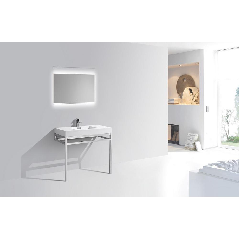 Haus 36" Stainless Steel Console w/ White Acrylic Sink - Chrome