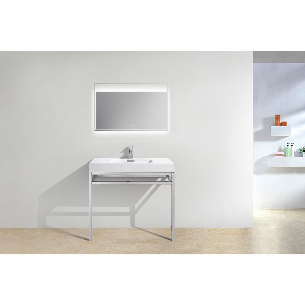 Haus 36" Stainless Steel Console w/ White Acrylic Sink - Chrome