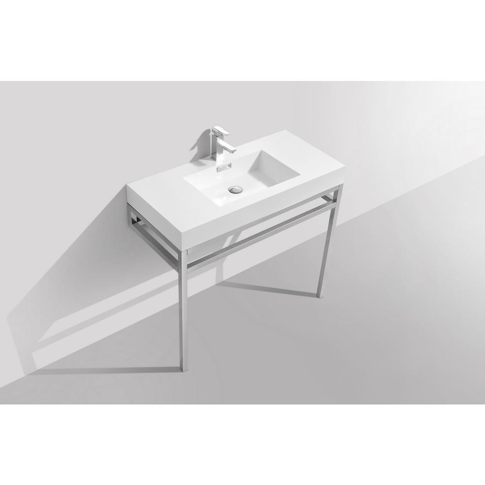Haus 36" Stainless Steel Console w/ White Acrylic Sink - Chrome