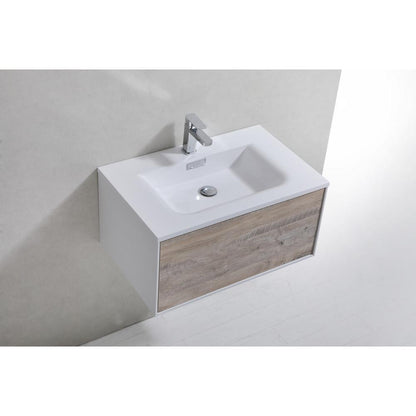 Divario 30" Nature Wood Wall Mount Modern Bathroom Vanity