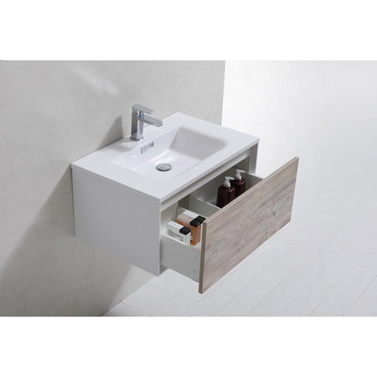 Divario 30" Nature Wood Wall Mount Modern Bathroom Vanity