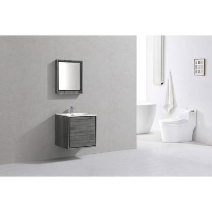 DeLusso 24" Ocean Gray Wall Mount Modern Bathroom Vanity