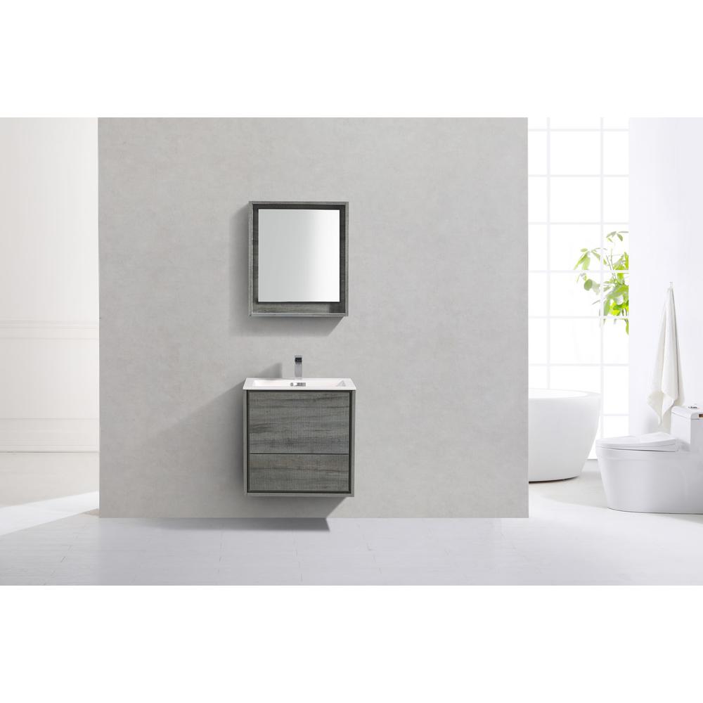 DeLusso 24" Ocean Gray Wall Mount Modern Bathroom Vanity