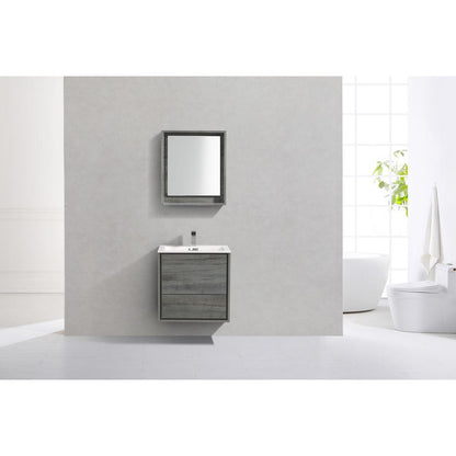 DeLusso 24" Ocean Gray Wall Mount Modern Bathroom Vanity