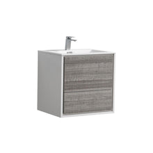DeLusso 24"  Ash Gray Wall Mount Modern Bathroom Vanity