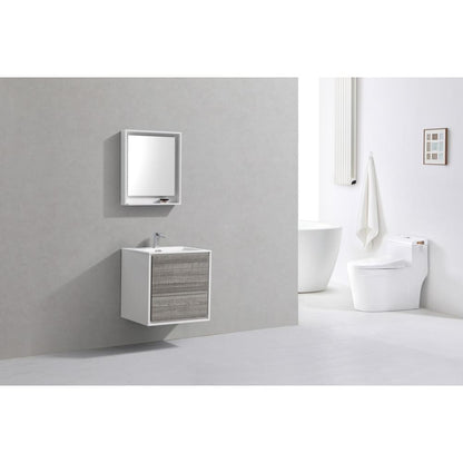 DeLusso 24"  Ash Gray Wall Mount Modern Bathroom Vanity