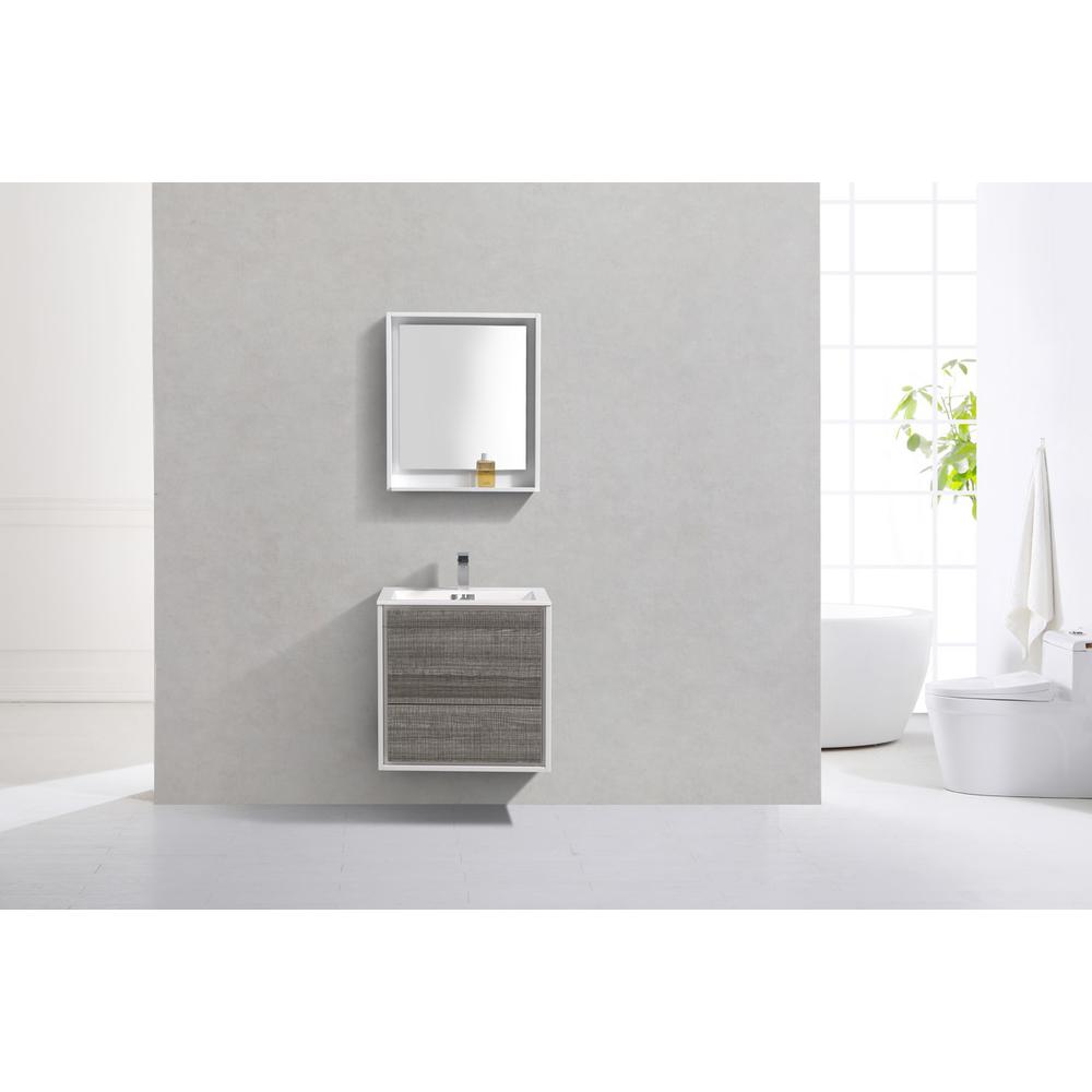 DeLusso 24"  Ash Gray Wall Mount Modern Bathroom Vanity
