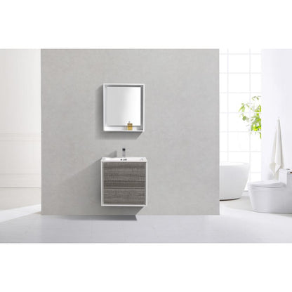 DeLusso 24"  Ash Gray Wall Mount Modern Bathroom Vanity