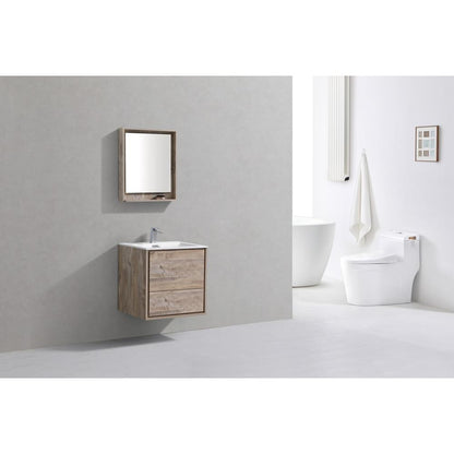 DeLusso 24" Nature Wood Wall Mount Modern Bathroom Vanity