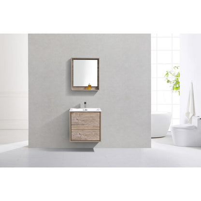 DeLusso 24" Nature Wood Wall Mount Modern Bathroom Vanity