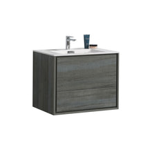 DeLusso 30" Ocean Gray Wall Mount Modern Bathroom Vanity