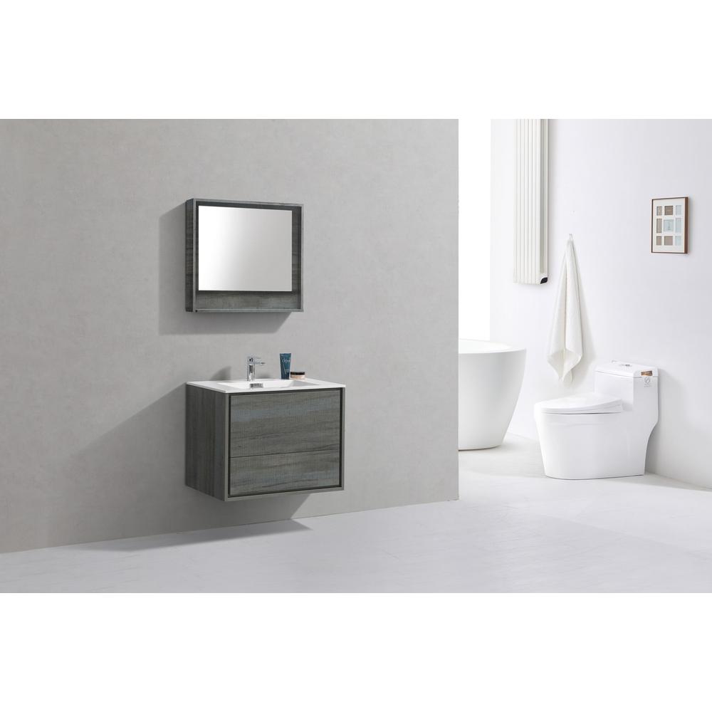 DeLusso 30" Ocean Gray Wall Mount Modern Bathroom Vanity