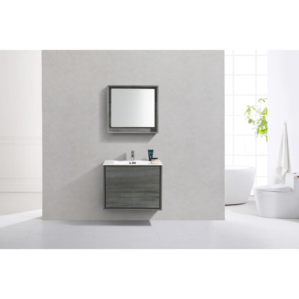 DeLusso 30" Ocean Gray Wall Mount Modern Bathroom Vanity