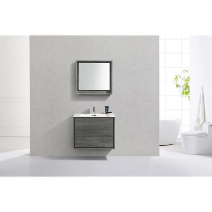 DeLusso 30" Ocean Gray Wall Mount Modern Bathroom Vanity