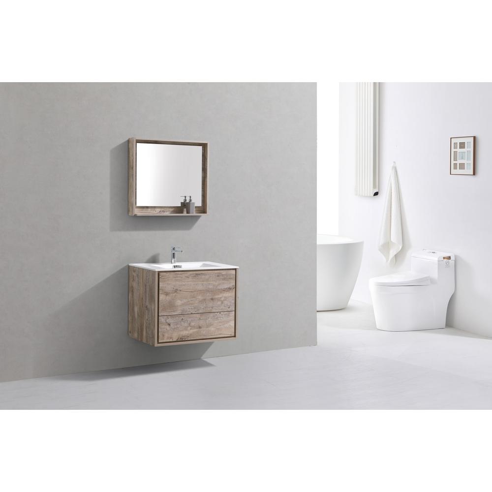 DeLusso 30" Nature Wood Wall Mount Modern Bathroom Vanity