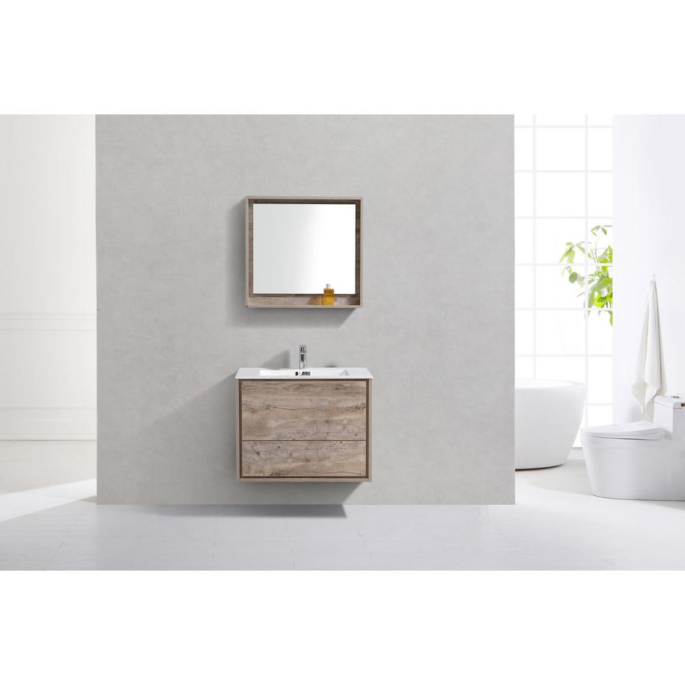 DeLusso 30" Nature Wood Wall Mount Modern Bathroom Vanity