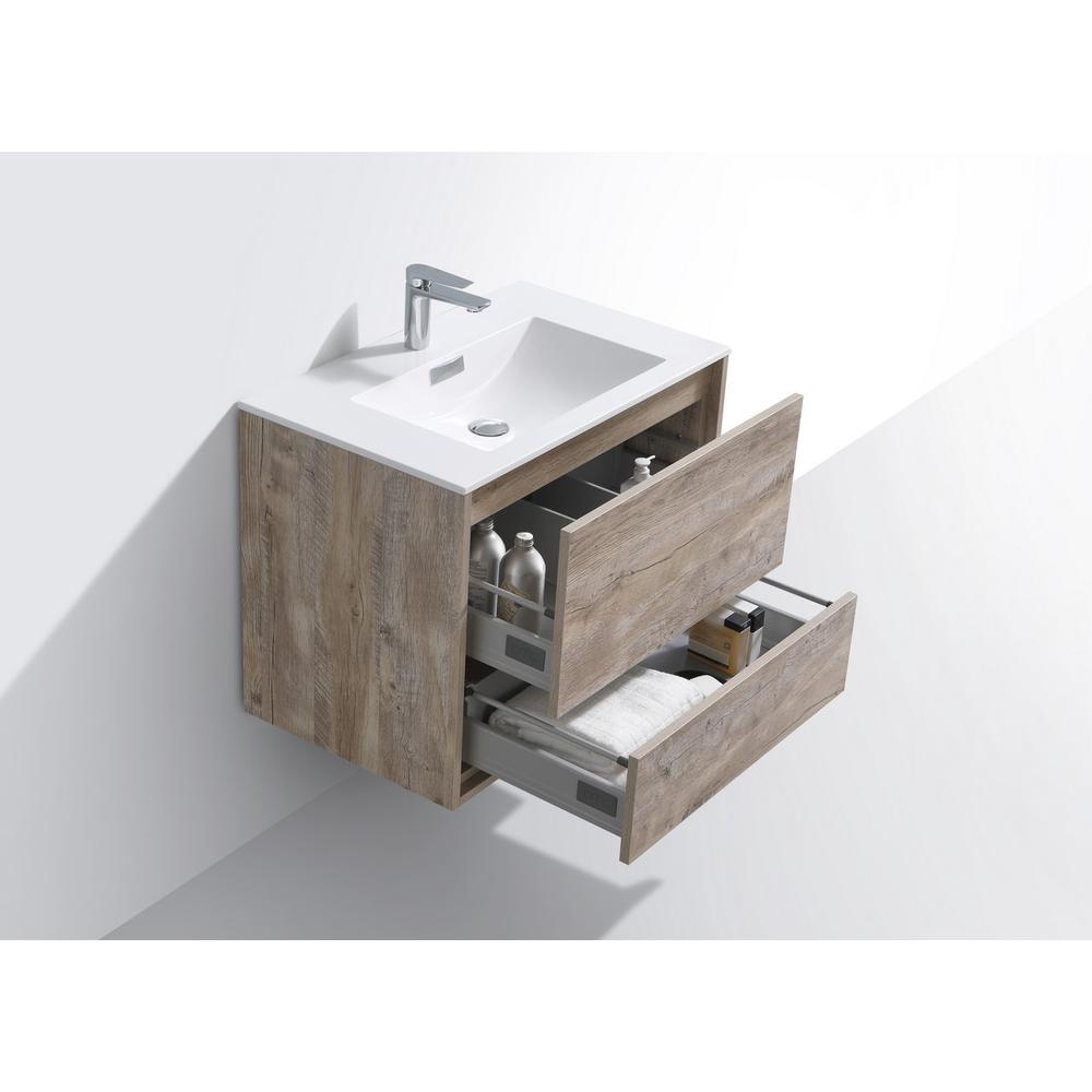 DeLusso 30" Nature Wood Wall Mount Modern Bathroom Vanity