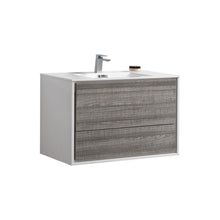 DeLusso 36"  Ash Gray Wall Mount Modern Bathroom Vanity