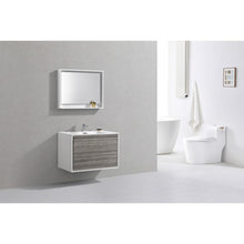 DeLusso 36"  Ash Gray Wall Mount Modern Bathroom Vanity