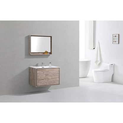 DeLusso 36" Nature Wood Wall Mount Modern Bathroom Vanity