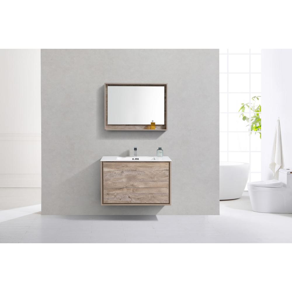 DeLusso 36" Nature Wood Wall Mount Modern Bathroom Vanity