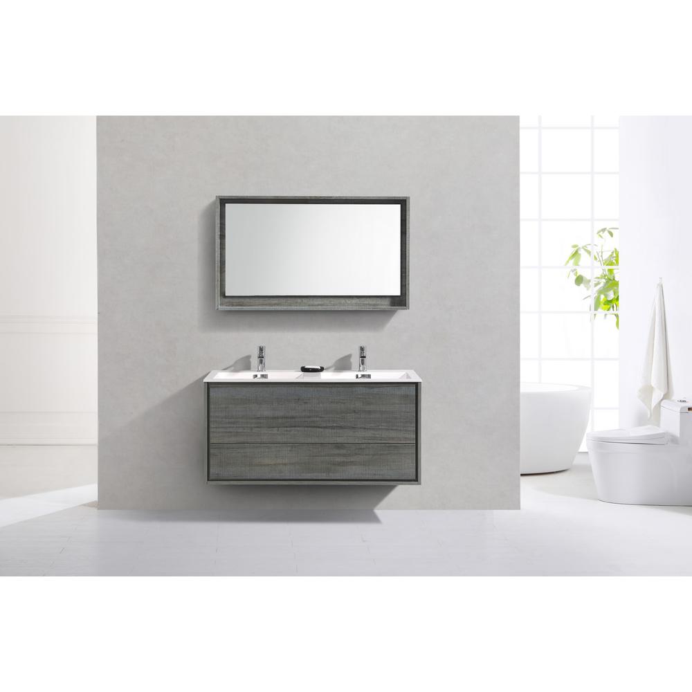 DeLusso 48" Double Sink Ocean Gray Wall Mount Modern Bathroom Vanity