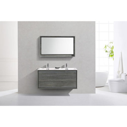 DeLusso 48" Double Sink Ocean Gray Wall Mount Modern Bathroom Vanity