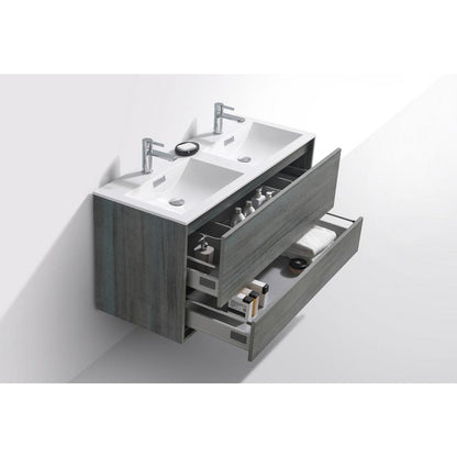 DeLusso 48" Double Sink Ocean Gray Wall Mount Modern Bathroom Vanity