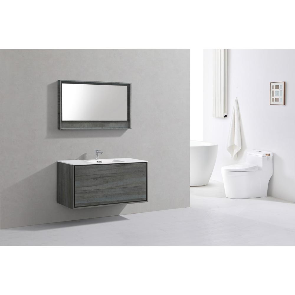DeLusso 48" Single Sink Ocean Gray Wall Mount Modern Bathroom Vanity