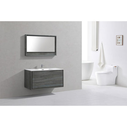 DeLusso 48" Single Sink Ocean Gray Wall Mount Modern Bathroom Vanity