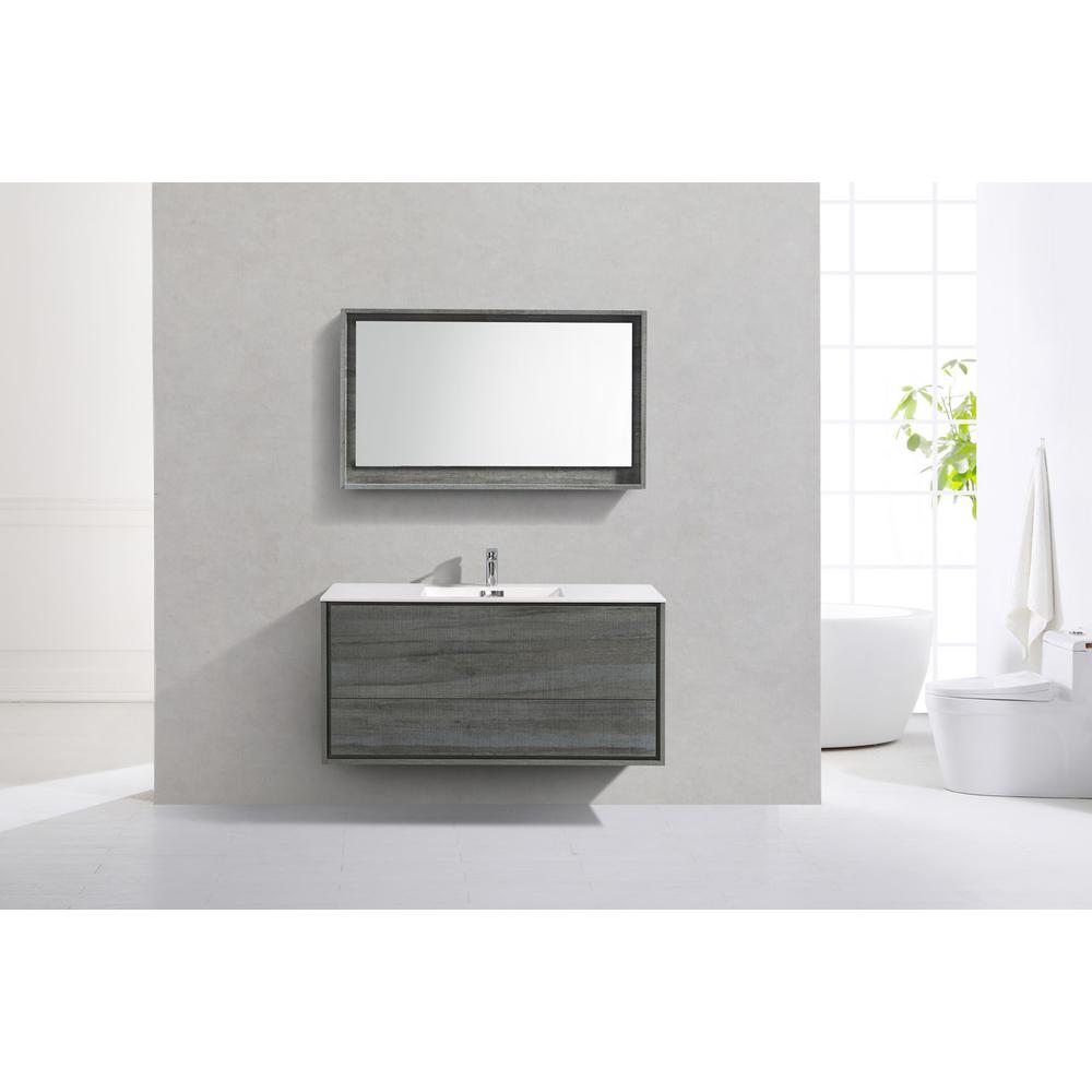 DeLusso 48" Single Sink Ocean Gray Wall Mount Modern Bathroom Vanity