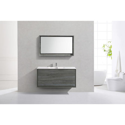 DeLusso 48" Single Sink Ocean Gray Wall Mount Modern Bathroom Vanity