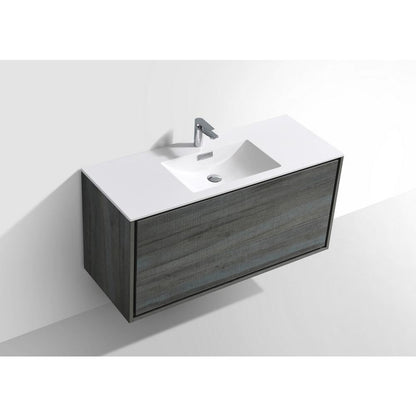 DeLusso 48" Single Sink Ocean Gray Wall Mount Modern Bathroom Vanity
