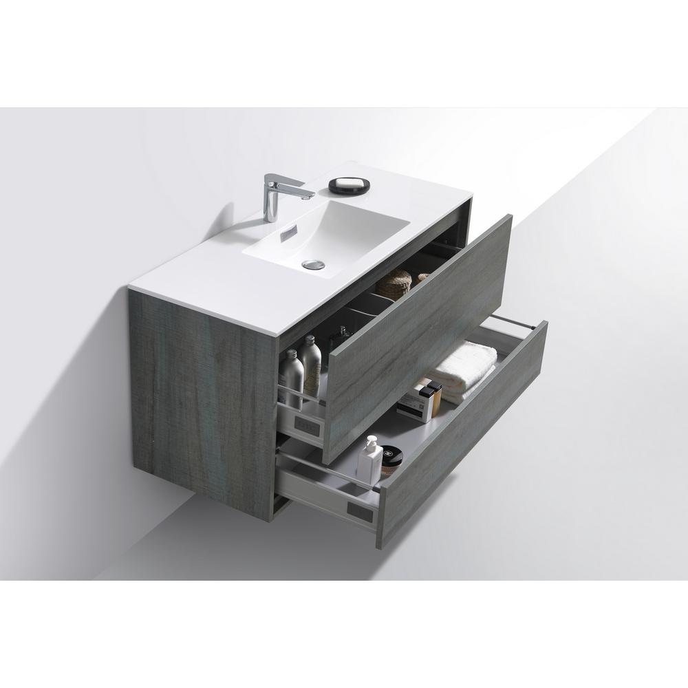 DeLusso 48" Single Sink Ocean Gray Wall Mount Modern Bathroom Vanity