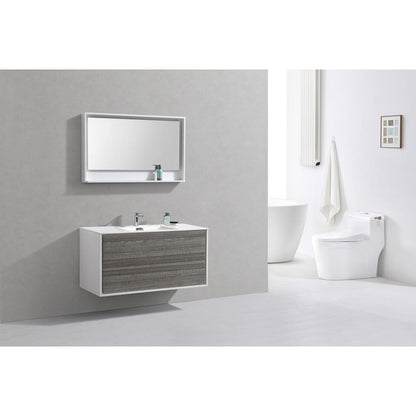 DeLusso 48" Single Sink  Ash Gray Wall Mount Modern Bathroom Vanity