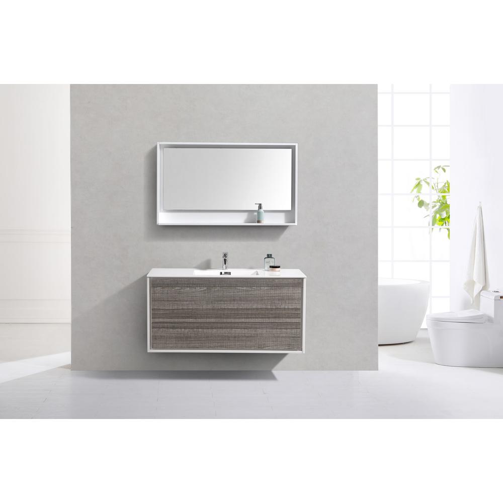 DeLusso 48" Single Sink  Ash Gray Wall Mount Modern Bathroom Vanity
