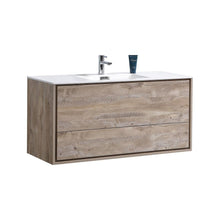 DeLusso 48" Single Sink Nature Wood Wall Mount Modern Bathroom Vanity