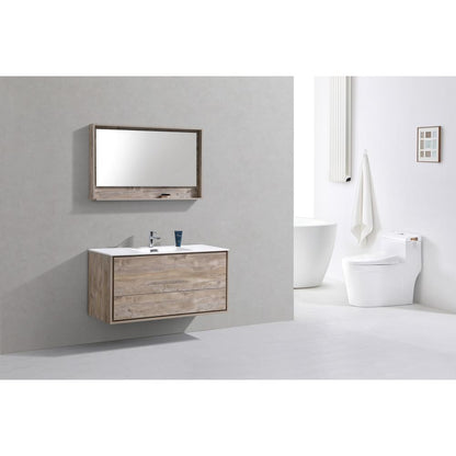DeLusso 48" Single Sink Nature Wood Wall Mount Modern Bathroom Vanity
