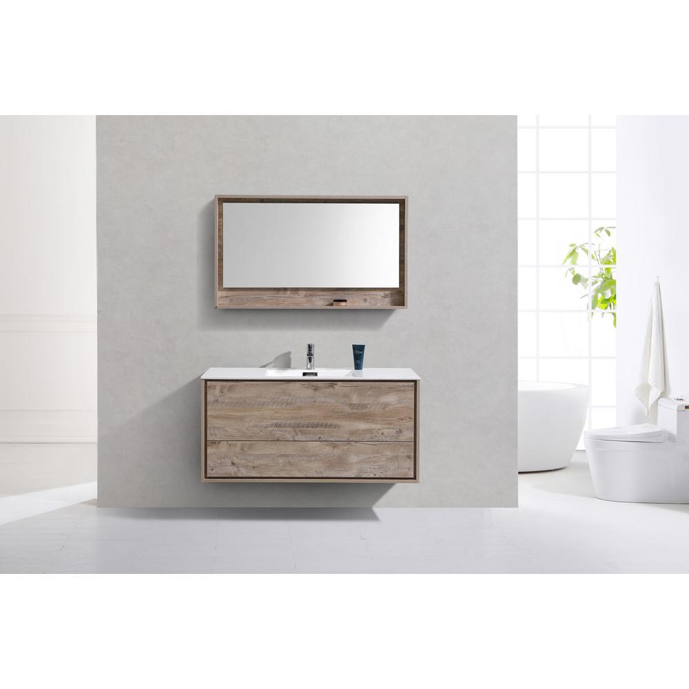 DeLusso 48" Single Sink Nature Wood Wall Mount Modern Bathroom Vanity