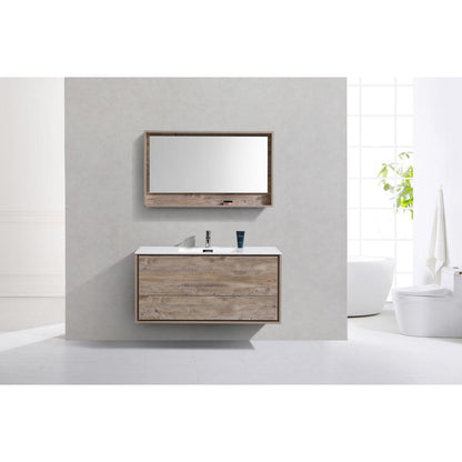 DeLusso 48" Single Sink Nature Wood Wall Mount Modern Bathroom Vanity