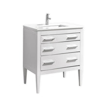 Eiffel 30'' High Gloss White Vanity W/ Quartz Counter Top