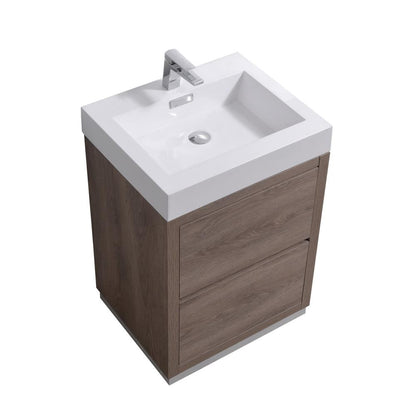 Bliss 24" Butternut Free Standing Modern Bathroom Vanity