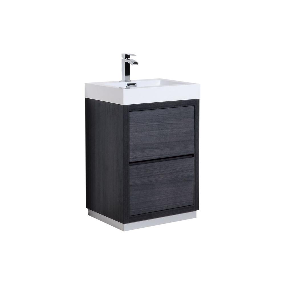 Bliss 24" Gray Oak Free Standing Modern Bathroom Vanity