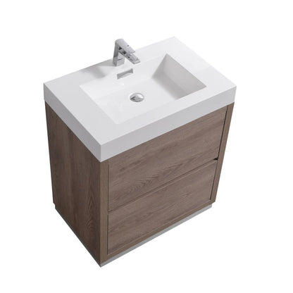 Bliss 30" Butternut  Free Standing Modern Bathroom Vanity