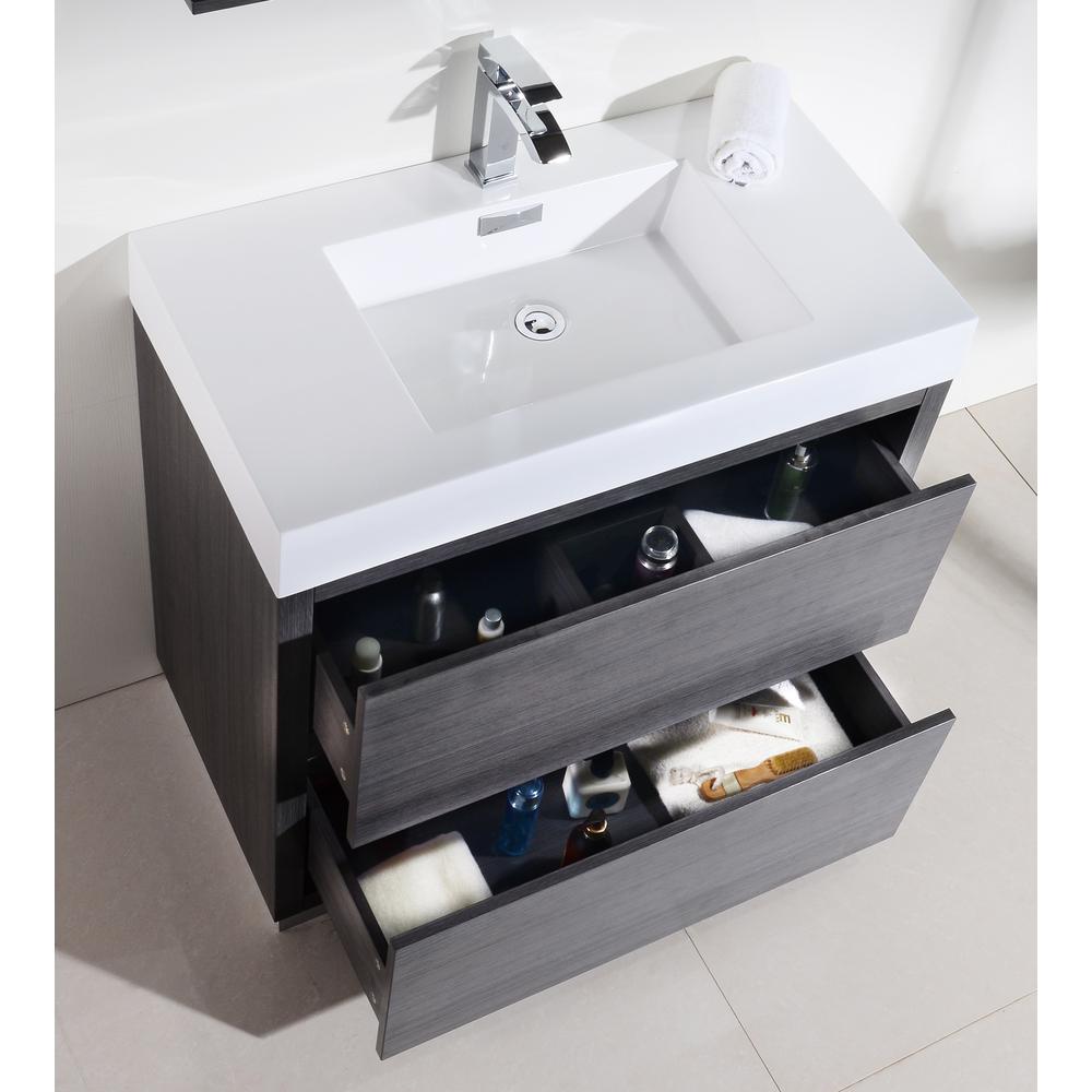 Bliss 36" Gray Oak Free Standing Modern Bathroom Vanity