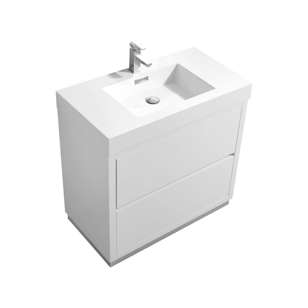 Bliss 36" High Gloss White Free Standing Modern Bathroom Vanity