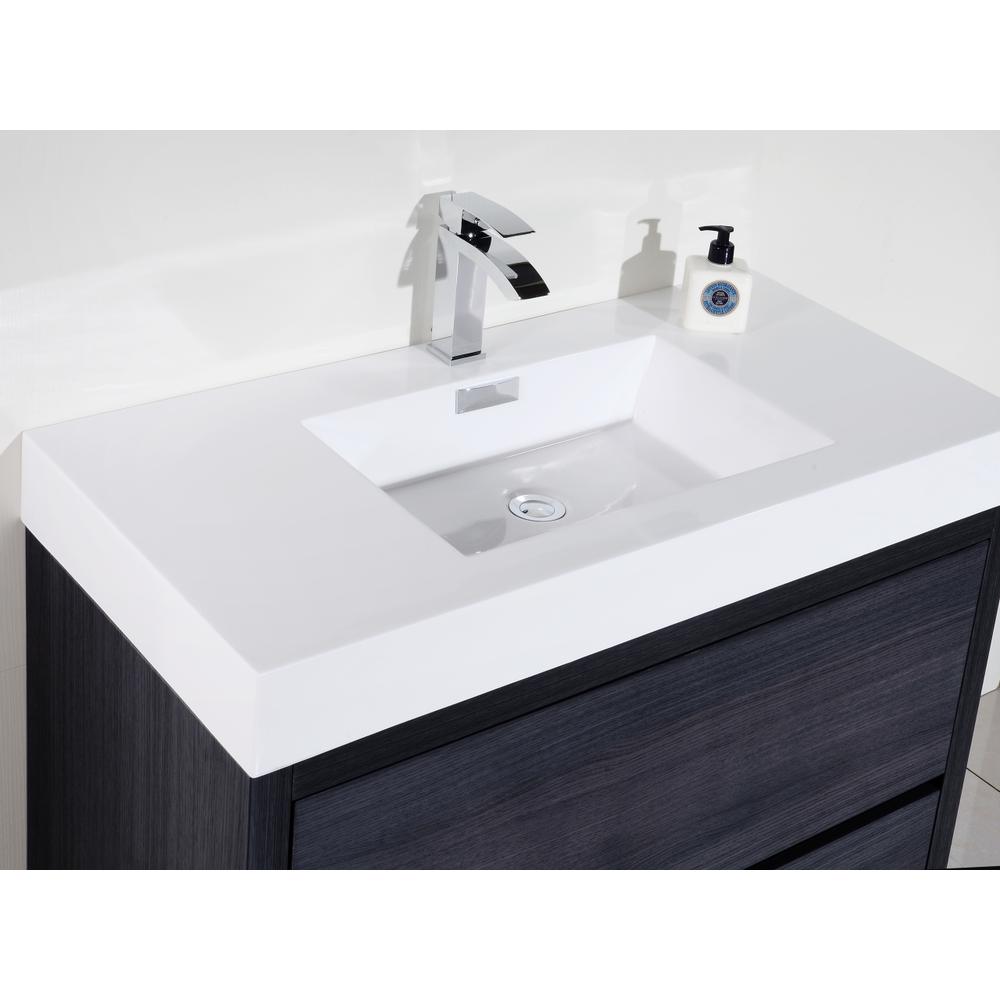 Bliss 40" Gray Oak Free Standing Modern Bathroom Vanity