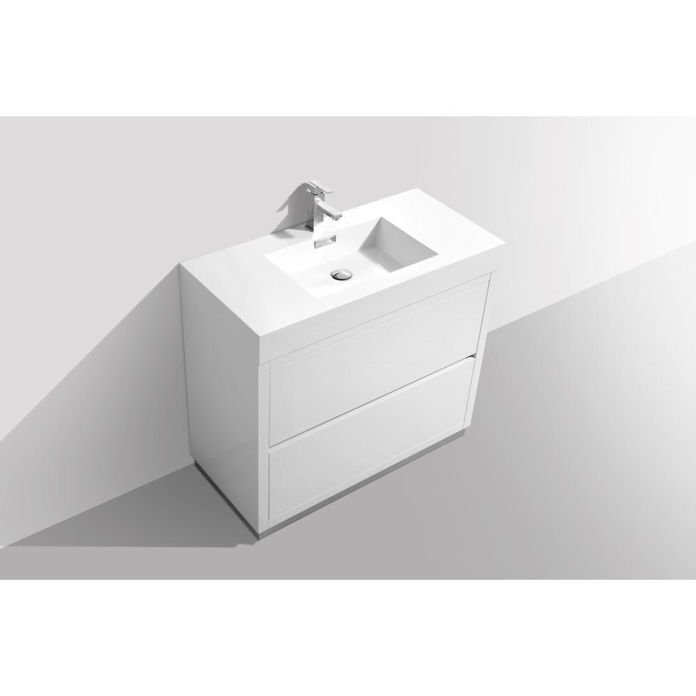 Bliss 40" High Gloss White Free Standing Modern Bathroom Vanity